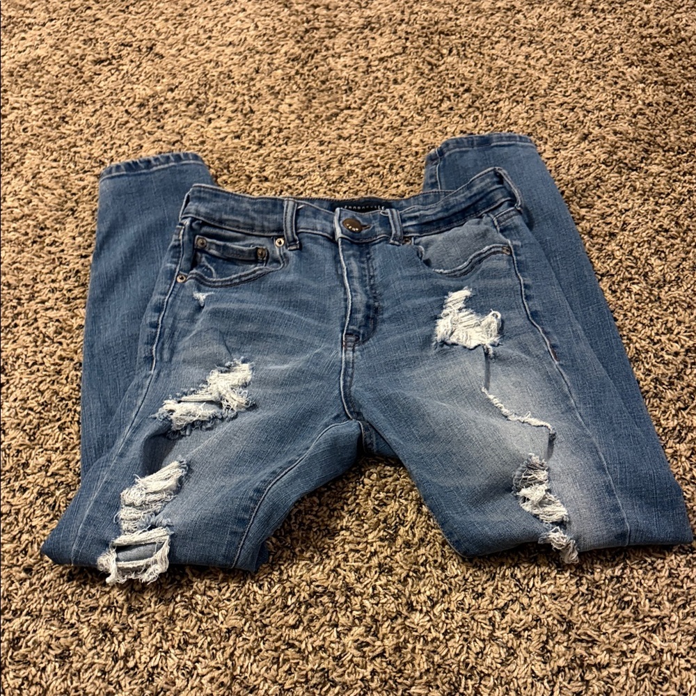 Aeropostale Blue Ripped Skinny Jeans